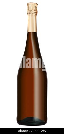 Flasche Champagner isoliert auf weiss Stockfoto