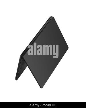 Schwarzes Notebook isoliert auf weißem Hintergrund. Schwarzes Notebook isoliert auf weiß Stockfoto