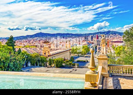Nationalmuseum von Katalonien, Placa de Espanya Gegend. Barcelona. Spanien. Stockfoto
