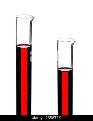 Reagenzgläser mit Blut isoliert auf weißem Hintergrund. Reagenzgläser mit Blut Stockfoto