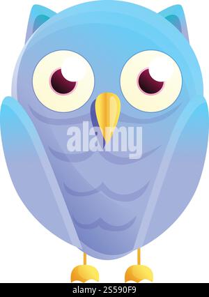 Blaues Eulensymbol. Zeichentrick des blauen Verlaufseulen-Vektorsymbols für Webdesign isoliert auf weißem Hintergrund. Blaues Eulenkymbol mit Farbverlauf, Cartoon-Stil Stock Vektor