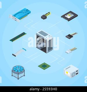 Vektor-3D-isometrische elektronische Geräte der Infografik-Konzeptabbildung. Infografik Vektorisometrische elektronische Geräte Stock Vektor