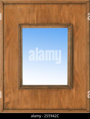 Vintage Bilderrahmen, holzbeschichtet aus nächster Nähe. Vintage Bilderrahmen, holzbeschichtet Stockfoto