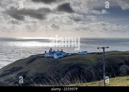 Bewölkter Himmel am Anvil Point in der Nähe von Swanage, Dorset, Großbritannien Stockfoto