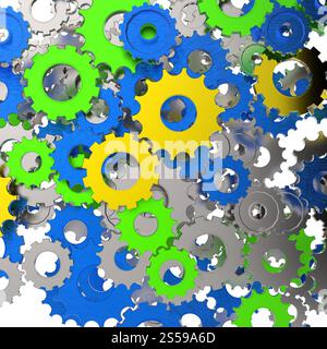 3D Zahnrad Zahnrad auf weißem Hintergrund Stockfoto