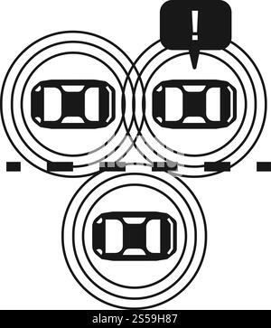 Symbol für fahrerlose Fahrzeuge. Einfache Illustration von fahrerlosen Autos Vektorsymbol für Web-Design isoliert auf weißem Hintergrund. Fahrerlose Autos im Straßenverkehr, schlichter Stil Stock Vektor