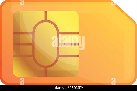 Orangefarbenes sim-Kartensymbol. Cartoon des orangefarbenen sim-Kartenvektorsymbols für Webdesign isoliert auf weißem Hintergrund. Orangefarbenes sim-Kartensymbol, Cartoon-Stil Stock Vektor