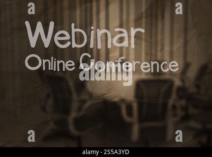 Handschrift-Webinar mit zerknittertes Papierhintergrund als Konzept Stockfoto