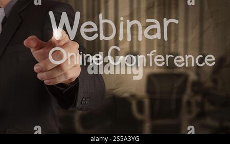 Handschrift-Webinar mit zerknittertes Papierhintergrund als Konzept Stockfoto