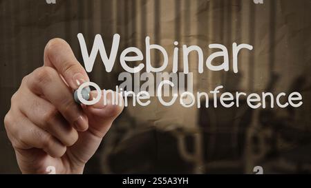 Handschrift-Webinar mit zerknittertes Papierhintergrund als Konzept Stockfoto