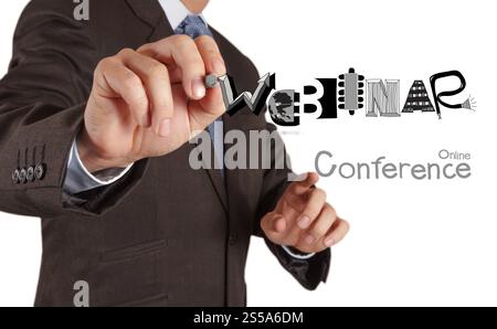 Geschäftsmann Handschrift Webinar Grafikdesign Wort als Konzept Stockfoto