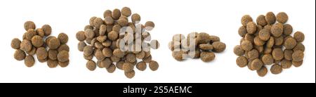 Trockenfutter für Hunde isoliert auf weiß, Set Stockfoto