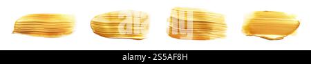 Goldene Farbstriche auf weißem Hintergrund, Set Stockfoto