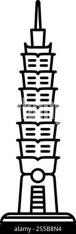 Asiatische Stupa-Ikone. Umreißen asiatischer Stupa-Vektor-Symbol für Webdesign isoliert auf weißem Hintergrund. Asiatische Stupa-Ikone, Outline-Stil Stock Vektor