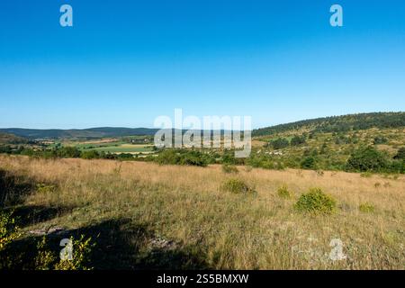 MAS-Saint-Chély (Südfrankreich): Landschaft der Causse Méjean, ein Kalksteinplateau Stockfoto
