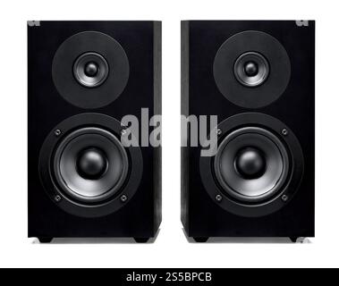Nahaufnahme des Soundbar-Lautsprechers auf weißem Hintergrund. Nahaufnahme des Soundbar-Lautsprechers Stockfoto