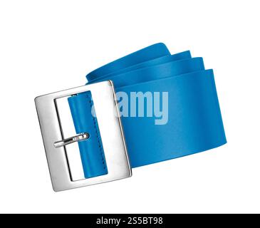 Blauer Gürtel isoliert auf weißem Hintergrund. Blauer Gürtel Stockfoto