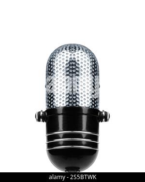 Vintage-Mikrofon Isoliert Über Weißem Hintergrund. Vintage-Mikrofon Isoliert Stockfoto