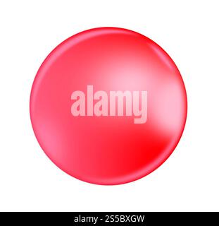 Rotes, geschweiftes Hochglanzsymbol auf weißem Hintergrund. Rotes, geschweiftes Hochglanzsymbol Stockfoto