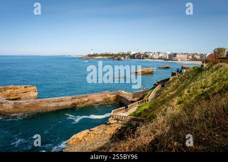 Gamaritz Dam Felsen und Meer. Stadt Biarritz, Frankreich. Gamaritz Dam Felsen und Meer in biarritz Stockfoto