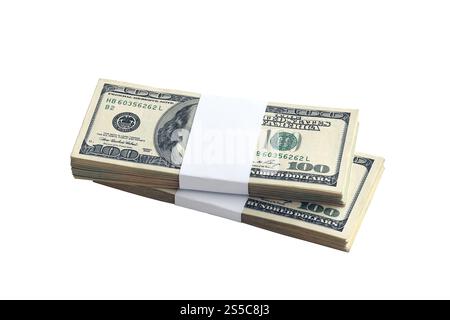 1 US-Dollar-Scheine und Lupe mit schwarzer Geldbörse und Notizblock. Das Konzept der Geldfälschung. Suchen Sie nach Unterschieden in Details zu Geldwechseln Stockfoto