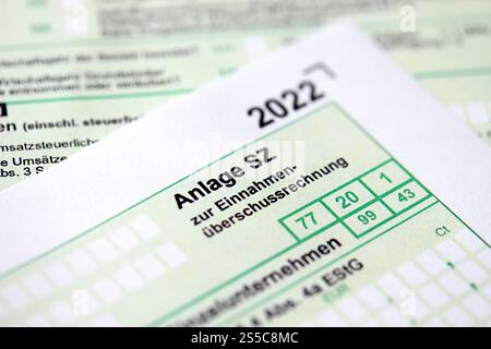 Zwei Goldbitcoins liegen auf der grünen Oberfläche im Hintergrund des Displays, die das Wachstum der Position auf dem Diagramm darstellen Stockfoto