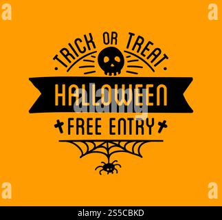 Halloween stilvolles Logo Schwarze Vektor-Illustration für Karte, Einladung und Banner. Isoliert auf weißem Hintergrund. Happy Halloween Logo mit geschwungenen Kürbissen Stock Vektor