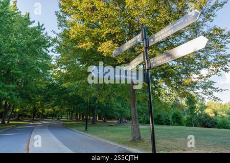 Wanderweg zum Angrignon Park im Sommer. Montreal, Quebec, Kanada. Stockfoto
