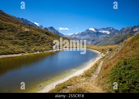 Nagelsee, Lac du Clou, in den Pralognan-Bergen, den französischen alpen. Nagelsee, Lac du Clou, in Pralognan, französische alpen Stockfoto