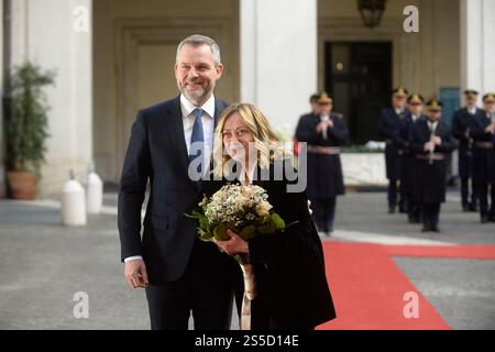 Italien, Rom, 14. Januar 2025 : Premierminister Giorgia Meloni empfängt Peter Pellegrini, Präsident der Slowakischen Republik Foto © Stefano Carofei/Sintesi/Alamy Live News Stockfoto