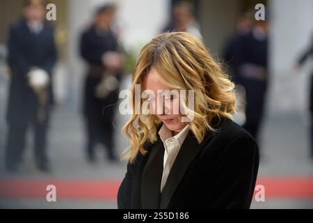 Italien, Rom, 14. Januar 2025: Palais Chigi, Premierminister Giorgia Meloni empfängt Peter Pellegrini, den Präsidenten der Slowakischen Republik. Auf dem Foto Giorgia Meloni Foto © Stefano Carofei/Sintesi/Alamy Live News Stockfoto