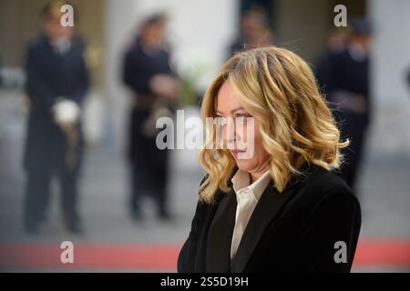 Italien, Rom, 14. Januar 2025: Palais Chigi, Premierminister Giorgia Meloni empfängt Peter Pellegrini, den Präsidenten der Slowakischen Republik. Auf dem Foto Giorgia Meloni Foto © Stefano Carofei/Sintesi/Alamy Live News Stockfoto