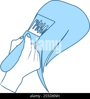 Malerei Haar Symbol. Dünne Linie mit blauer Füllung Design. Vector Illustration. Stock Vektor