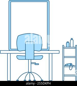 Barbershop Symbol. Dünne Linie mit blauer Füllung Design. Vector Illustration. Stock Vektor