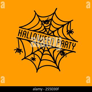 Halloween stilvolles Logo Schwarze Vektor-Illustration für Karte, Einladung und Banner. Isoliert auf weißem Hintergrund. Happy Halloween Logo mit geschwungenen Kürbissen Stock Vektor