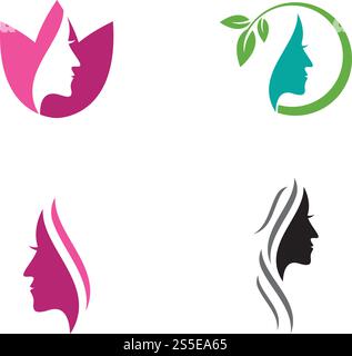 Frauen Gesicht Silhouette Charakter Logo Vorlage Stock Vektor