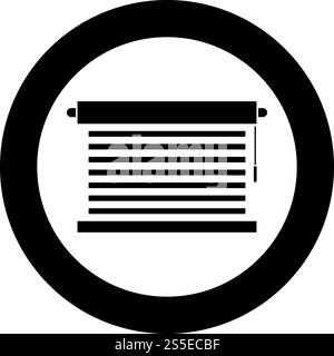 Jalousie Metall Fenster Jalousie für Büro Luvers Symbol im Kreis rund schwarz Farbe Vektor Illustration flache Stil einfaches Bild. Jalousie Metallfenster Jalousie für Büro Luvers Icon im Kreis Runde schwarze Farbe Vektor Illustration flache Stil Bild Stock Vektor
