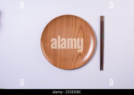 Holzplatte von oben Stockfoto