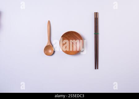 Holzplatte von oben Stockfoto