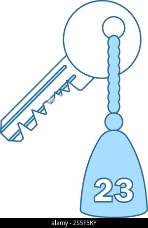 Hotel Zimmer Schlüsselsymbol. Dünne Linie mit blauer Füllung Design. Vector Illustration. Stock Vektor