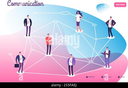 Vernetzen Sie professionelle Mitarbeiter. Globale Kommunikation Teamwork-Verbindung und Vektorkonzept der Netzwerktechnologie. Vernetzen Sie Menschen im Cyberspace, Zusammenarbeit und Kommunikation. Vernetzen Sie professionelle Mitarbeiter. Globale Kommunikation Teamwork-Verbindung und Vektorkonzept der Netzwerktechnologie Stock Vektor