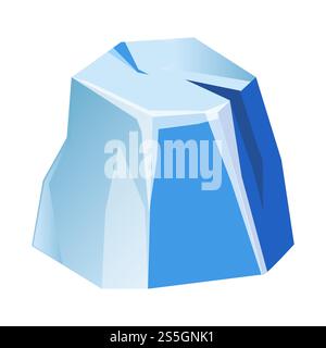 Blaue transparente ungleichmäßige Eisgletscherstück isolierte Karikaturvektorillustration auf weißem Hintergrund. Massives natürliches gefrorenes Wasser. Riesiges, glattes Eissegment vom Nord- und Südpol... Blaues transparentes ungleichmäßiges Eisgletscherstück isolierte Karikaturvektorillustrationen Stock Vektor