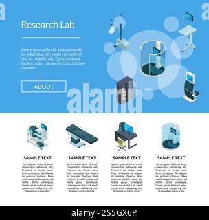 Vektorisometrische Krankenhaussymbole Landingpage, Banner Webvorlage Illustration. Vektorisometrische Krankenhaussymbole Vorlage Illustration Stock Vektor