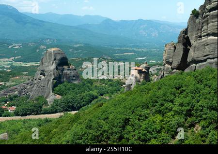 Das Heilige Kloster des Heiligen Nikolaus Anapausas im Tal, Meteora, Griechenland Stockfoto