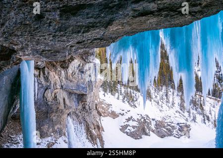 Frozen Panther Falls, Winter, Banff National Park, Alberta, Kanada Stockfoto