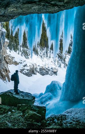 Frozen Panther Falls, Winter, Banff National Park, Alberta, Kanada Stockfoto