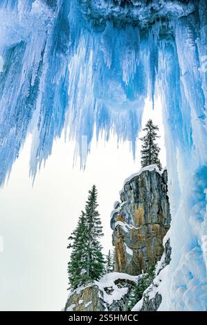 Frozen Panther Falls, Winter, Banff National Park, Alberta, Kanada Stockfoto