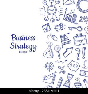 Vektor-Business-Kritzelsymbole Hintergrund mit Platz für Textabbildung. Skizzieren Sie Geschäftszeichnungen, Sanduhren und Pläne. Vektor-Business-Kritzelsymbole Hintergrund mit Platz für Textabbildung Stock Vektor