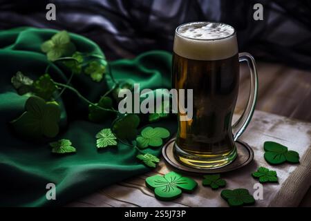 Saint Patrick Bierkrug. irische Feiertage. Ai Generieren Stockfoto