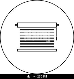Jalousie Metallfenster Jalousie für Büro Luvers Icon im Kreis rund Umriss schwarz Farbe Vektor Illustration flach Stil einfaches Bild. Jalousie Metallfenster Jalousie für Büro Luvers Icon im Kreis rund Umriss schwarz Farbe Vektor Illustration flach Stil Bild Stock Vektor